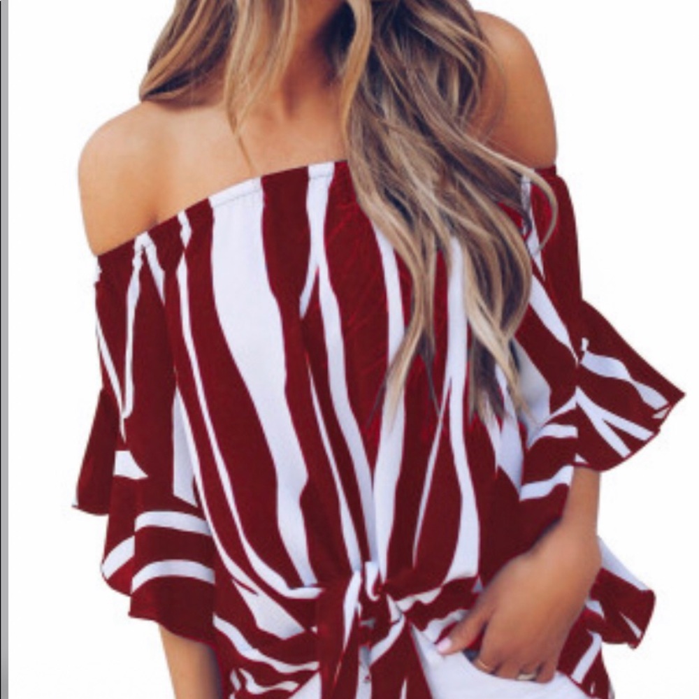Women's Off-Shoulder Zebra Print Blouse - Picture 3 of 10